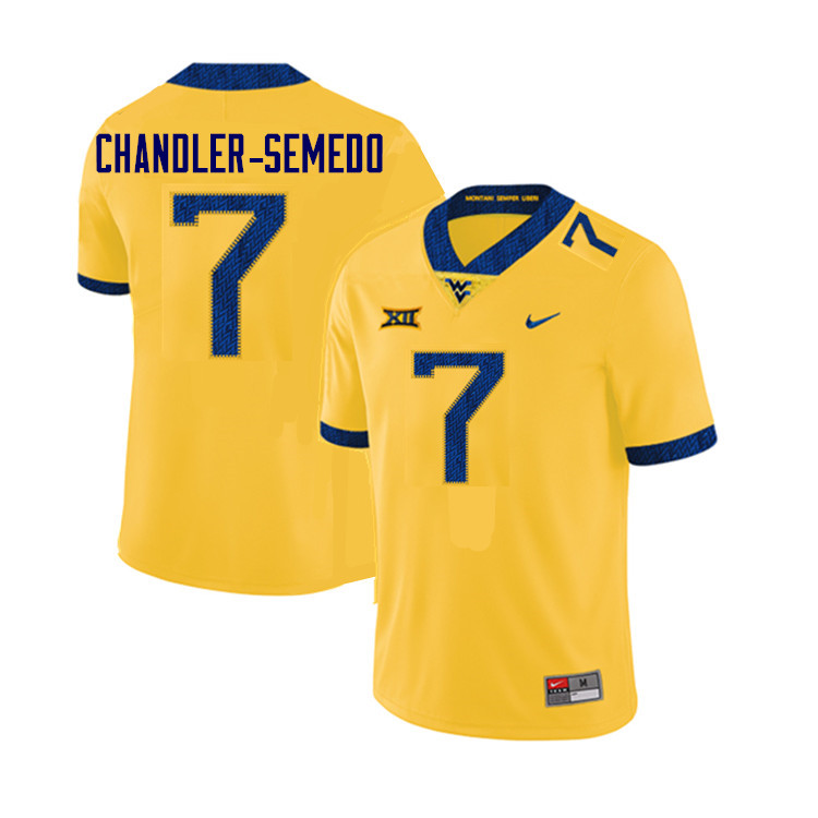 Men #7 Josh Chandler-Semedo West Virginia Mountaineers College Football Jerseys Sale-Yellow